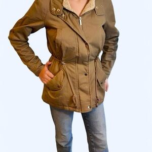 Collection B Faux Fur Lined Utility Jacket - XS